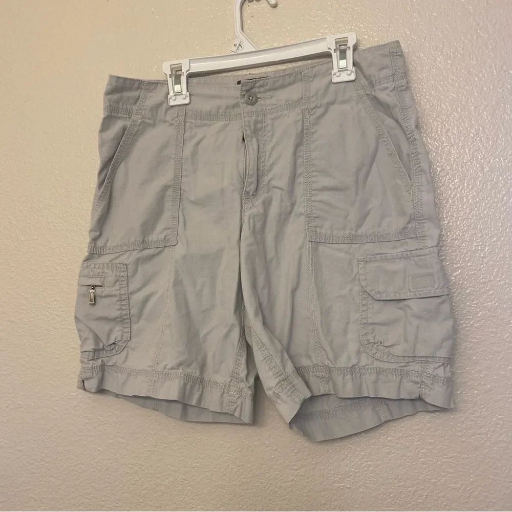 Eddie Bauer tan cargo hiking long Bermuda 8” 100% organic cotton shorts gorp 2